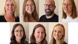 : Die neuen Gemeindereferent*innen (von links oben): Elke Hoppe, Annika Steinkamp, Daniel Gauda, Rabea Raschke, Louisa Pötter, Franziska Kuhlmann und Jana Maurach. 